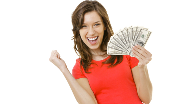 Woman Holding Title Loan Cash